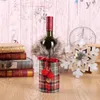 Cubierta de vino a cuadros con lazo Ropa de botella de Navidad con cubierta de botella de vino de pelusa para fiesta Festival Decoración de Navidad DHL HH9-2481