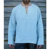 Men's T-Shirts Pirate Linen Top Shirt Costume Renaissance Mens Nordic Retro T-shirt Beard Cosplay Tee Lace-Up For Adult Belted1