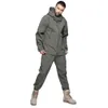 Automne-tactique Softshell Hommes Armée Sport Chasse Vêtements imperméables Set Veste + Pantalon camouflage extérieur Suit Jacket