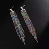 Wholesale-tassel bridal wedding dangle earrings for women luxury designer colorful bling diamond danling earring engagement jewelry gifts