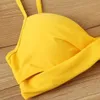 2020 kadın Seksi Moda Mayo Yaprak Baskı Bölünmüş Mayo Bikini Sarı Artı Boyutu Bikini Set İki Adet Mayo