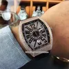 2 estilos de relógios de luxo Vanguard Full Diamonds Automatic Mens Watch V 45 SC DT Dense Diamond Dial Leather Strap Gents Wristwatches234q