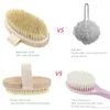 Logo costume cerdas banho de banho de escova escova de limpeza do cabelo fibra natural seco esfoliar estimular a circulação sanguínea SPA chuveiro Scrub