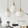 Nordic Pleated Ceramic Pendant Lamp Procelain Copper Suspension Light Hotel Gallery Cafe Living Room Bedroom Handmade Lighting