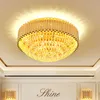 LED Modern K9 Crystal Ceiling Lights Fixture American Golden Round Shining Ceiling Lamp Dining Room Restaurant Bedroom Home Indoor Lighting