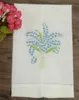 Set of 12 Home Textiles White Linen Hemstitched Tea Towel -14x22"Cloth Guest Hand Dish Kitchen Bathroom Towels embroidery Floral