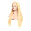 Perruques Lace Front wig brésiliennes vierges, cheveux humains lisses, couleur blond 613 #, 13x4, brin réglable, 10-30 pouces