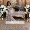 Zilveren Nieuwe Mode Dubai Arabische zeemeermin Trouwjurken Lange Mouw Kralen Kristallen Hoge Hals Court Trein Trouwjurk Bruidsjurken