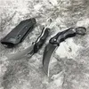 新しいKarambit Fixed Blade Claw Knife D2 Stone Wash Blade BlackG10ハンドルサバイバル戦術ナイフ付きKydex