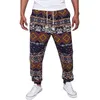 Bohemian Bomull Linenbyxor Män Floral Print Joggers High Street Höst Sweatpants Casual Loose Byxor Vintage Pantalon Homme