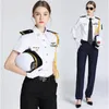 Seawoman's Security Uniform Shirt + Accessories المرأة القبطان الموحدة الطيار القميص Seawoman القميص قصير كم طويل تظهر سترة