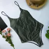 黒のセクシーな光沢のあるキラキラの輝くレースアップワンピース水着女性水着女性2019 Bather Bathing Suit Swim Monokini V941