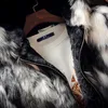 Winter Fashion Fur Coat Men's Clothing Black and White Printed Long Sleeve Thick Faux Fur Zipper Jacket Hooded Jacket