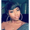 150density full Brazilian Short Pixie Cut None lace front Wigs with bangs 100% Remy Human Hair Wig For Black Women