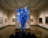 C58-moderne lustres en cristal soufflé à la main pendentif grande taille Murano bleu fantaisie lumière LED suspendu lustre en chaîne de verre