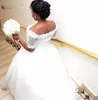 Vintage Africano Meia Manga Vestidos De Casamento Vestidos 2022 Off The Ombro Chão Comprimento Crystal Lace Appliques Preto Menina Nupcial Vestido De Casamento