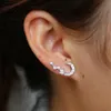 Wholesale- sterling silver moon star chrimstmas gift jewelry earring star round cz long ear climber elegance women ladies gift fine silver