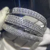 Espumante nova chegada joias de luxo 925 prata esterlina preencher pave branco safira cz diamante mulheres casamento pulseira dedo pulseira presente