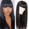 Ishow Brazilian Loose Deep Straight Human Hair Wigs with Bangs Peruvian Curly None Lace Wig Malaysian Body Wave for Women All Ages Natural Color 8-26inch