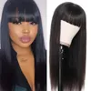 IsHow Brasileiro Perucas de Cabelo Humano Retos Brasileiras com Bangs Peruano Curly Nenhum Lace Wig Malaysian Body Wave para mulheres Todas as idades Natural Color 8-26inch