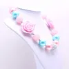 Pink Color Flower Toddler Chunky Bead Necklace Favorite Kid Girl Bubblegum Chunky Necklace Jewelry Children Gift