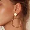 Geometric large round earrings gold silver ladies fashion big hollow pendant earrings jewelry GB68