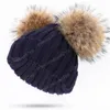 Baby Wool Knit Beanie Hat Infant Toddler Boys And Girls Solid Color Warm Winter Twist Double-Layer Large Wool Ball Cap