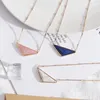 Mode Pink Triangle Lapis Lazuli Turquoise Rose Quartz Stone Gold Color Verklaring Ketting voor Vrouwen Meisje Merk Sieraden