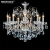 European Fashion Vintage K9 Cristalli Lampadario Lampada 9 Bracci Candela Apparecchi di illuminazione a sospensione Ferro Illuminazione domestica E14 E12 Lampadari moderni