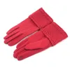 Fashion- Women winter new herringbone Ni lady fashion outdoor touch screen riding warm non-falling gloves.