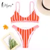 Miyouj Stripe Bikini Push Up Swimsuit Women Hollow Out Biquini 2019 Swimwear Dot Bathing Suits Print Biquinis Thong Bikini Set