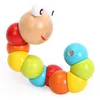 DIY Baby Barn Polerad Snake Worm Twist Caterpillars Färgglada Trä Trä Toy Developmental Spädbarn Utbildnings Power Toy Gift Twisted Worm