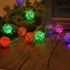 LED Rattan Balls Strings Fairy Lightsバッテリー操作クリスマス装飾ランプ屋外ガーランドの結婚式の装飾照明