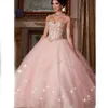 Custom Made Quinceanera Dress 2021 Pink Crystal Ball Klänning Klänningar för 15 16 år Prom Party Dres