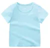 Kids Clothes Boys Solid T-shirts Girls Summer Short Sleeve Tops Baby Bamboo Cotton Casual Shirts Toddler Boutique Tee Fashion Blouses B5556