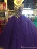 Grape Ball Gown Tulle Quinceanera Dresses Strapless Crystal Beaded A Line Floor Length Corset Back Sweet 16 Prom Gowns Custom Made