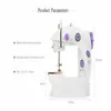 Mini Handheld Pedal Sewing Machines Multifunction Electric Automatic Tread Rewind Sewing Machine FY7043