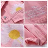 2020 frühling Lila Rosa Streetwear Floral Stickerei Frauen Denim Jacke Koreanische Beiläufige Lose Jeans Mantel Weibliche Outwear Tops CY200515