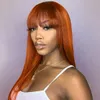 Brésilien 4 27 perruques de cheveux humains droits avec une frange 27 30 99j Orange Ginger 350 Peruvien Aucune Lace Wigs Indian Hair Malaysian1736117114324