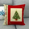 Federa per cuscino 45 * 45 cm Decorazioni natalizie per la casa Babbo Natale Cervo natalizio Fodera per cuscino in lino di cotone Decorazioni per la casa