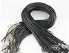 Black Wax Leather Snake Chain Necklace Beading Cord String Rope Wire 45cm Extender Chains with Lobster Clasp DIY jewelry component