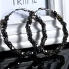 Bamos Vintage Large Black Hoop Earrings for Women Punk Statement 5/6cm Circle Fashion Jewelry
