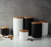 Barattolo portaoggetti in ceramica nordica con coperchio in bambù Set di contenitori in ceramica sigillati ermeticamente da 3 contenitori per caffè, tè, zucchero, spezie, nero Wh3492645