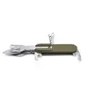 Armé Green Folding Portable Rostfritt Stål Camping Picnic Bestick Kniv Fork Bottle Opener Poorware Travel Kit C18112701