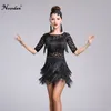 Red Latin Dance Trajes Mulheres Salsa Dancewear Traje Dança Vestidos De Ballroom Competição Vestidos Tango Adulto Fringe Lantejoulas