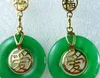 Spedizione gratuita 4 scelte Pietra naturale verde all'ingrosso carattere cinese longevità, felice, amore, orecchino fortunato #001