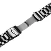 22/24/26mm Noir/Argent Liens Solides En Acier Inoxydable Montres Bande Bracelet De Remplacement Bracelet Poli Straighe Ends Montre Accessoires