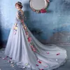 Cannes Film Festival Aftonklänningar Fanbingbing Blommor Fairy Celebrity Dress Långärmad Court Train Charming Prom Party Gown