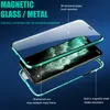 Magnetische 360-Grad-Telefonhülle aus Metall für iPhone SE 2020, doppelseitige Abdeckung aus gehärtetem Glas, iPhone 11 Pro Max 6 6s 7 8 PLUS XR XS MAX-Hülle