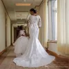 New Fashion African Nigerian Plus Size 3/4 Sleeve Lace Mermaid Wedding Dresses Appliques Beaded Dress Wedding Bridal Gowns Custom Made